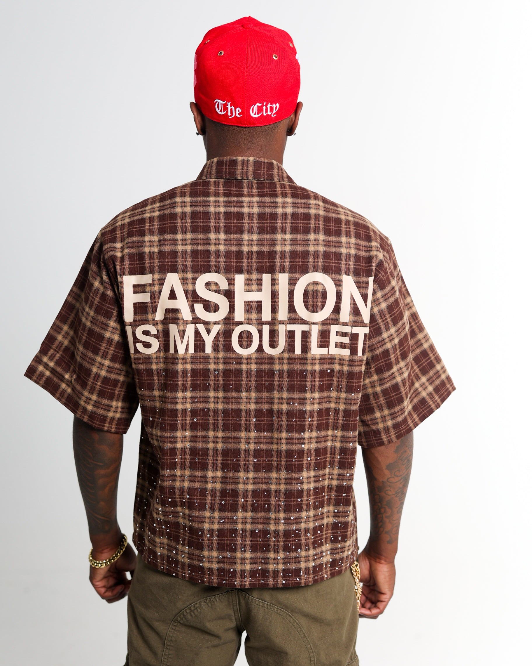 Fashion Is My Outlet – Mocha Dust Plaid T-Shirt