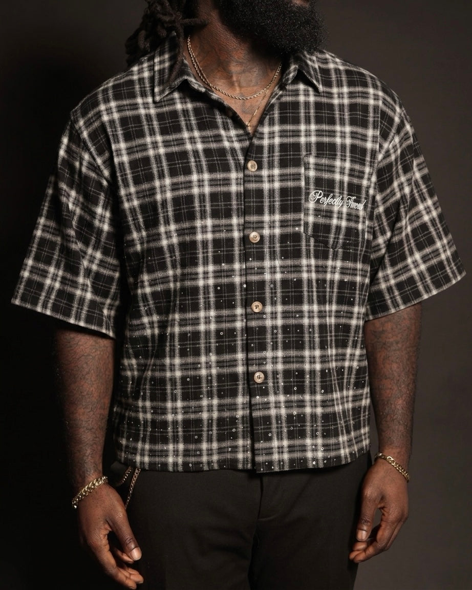 Fashion Is My Outlet  – Midnight Noir Plaid T-Shirt